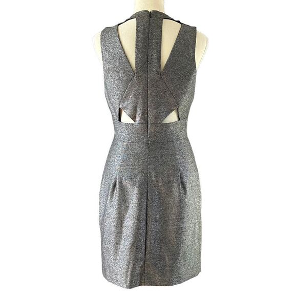 Black Halo Vera Silver Gray Metallic Cutout Mini Dress 4 - Picture 5 of 12